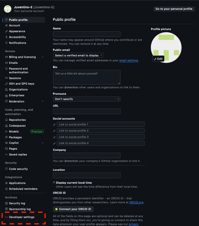 Developer Settings (dark)