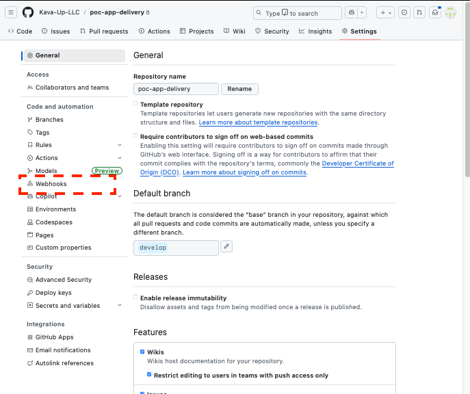 Webhooks menu (light)