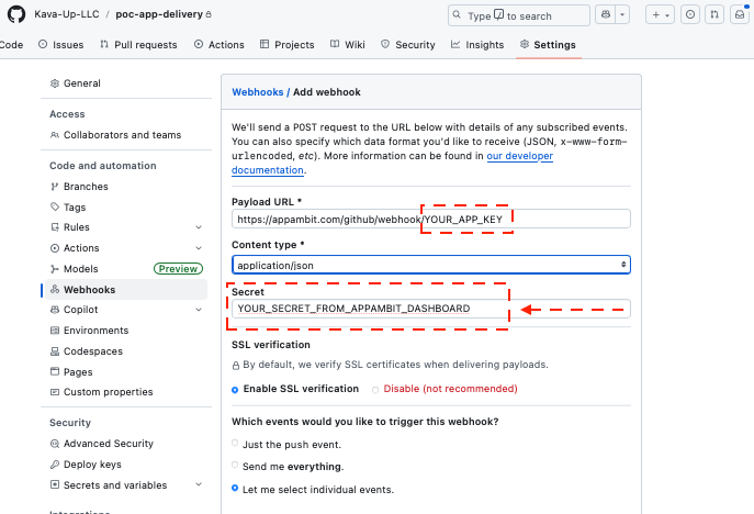 Webhook configuration (light)