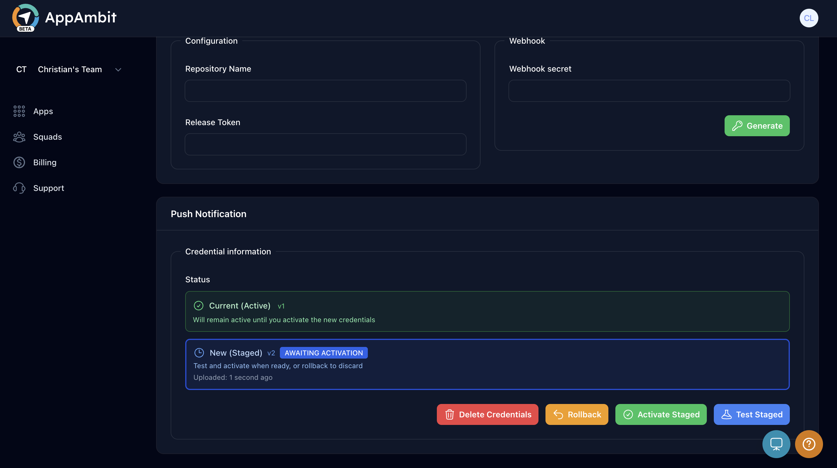 Staged Credential Banner
